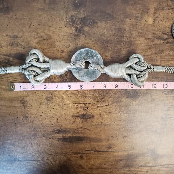 Sage Green with hand carved koi fish stone belt buckle and soft spiral belt rope - Picture 8 of 8